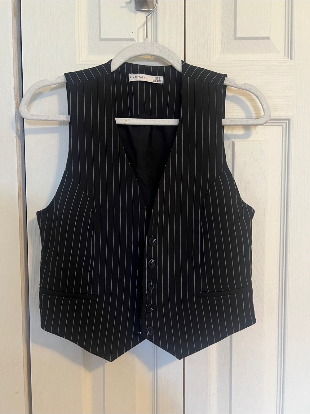 Black Tape_ Black Pinstripe Women's Vest